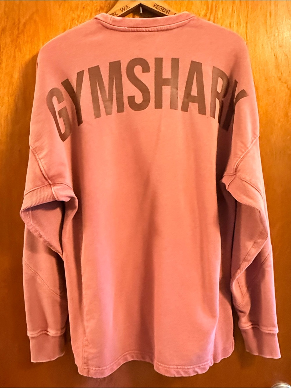 Gymshark Powerwashed Crew unisex Pink/rust Logo Sweatshirt with pockets